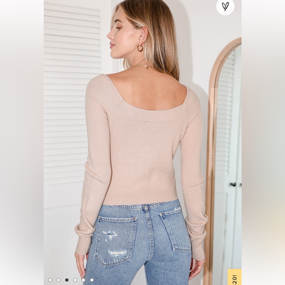 Lulu's Beige Button-Front Ribbed Cardigan - Picture 5 of 9